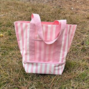 Victoria's Secret Pink Striped Cooler and Tote Bag In One! Beach Boat Travel NWT